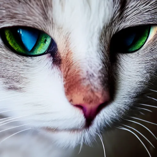 Image similar to white cat big eyes a lot of fur cute highly detailed high - quality photo realistic 8 k