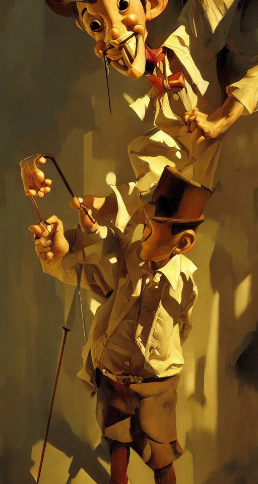 Image similar to pinocchio highly detailed painting by craig mullins, j. c. leyendecker