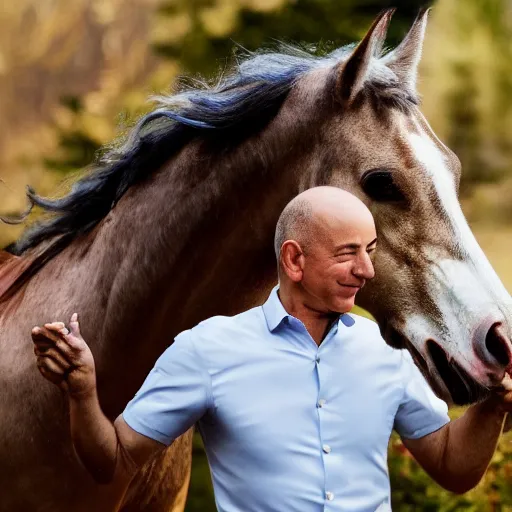 Image similar to Photography of Jeff Bezos with a pony tail