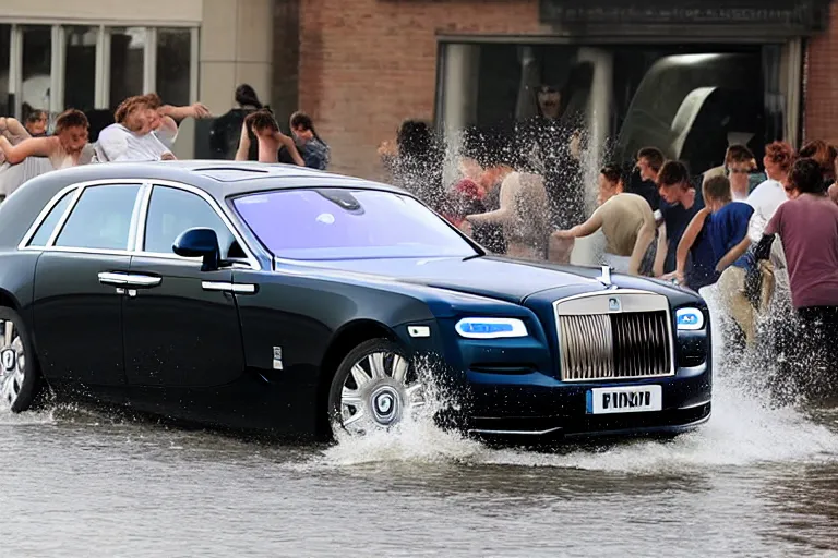 Image similar to stoned teenagers decided to drown Rolls-Royce