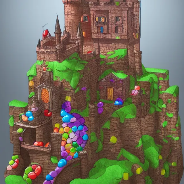 Image similar to castle made out of candy detailed scenery artwork, candy scenery artwork, fourth dimension, artstation!! pixiv!!