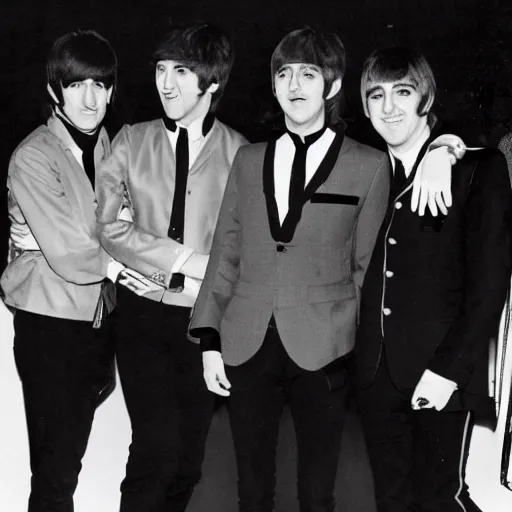 Image similar to the beatles as an emo rock and roll band on the ed sullivan show