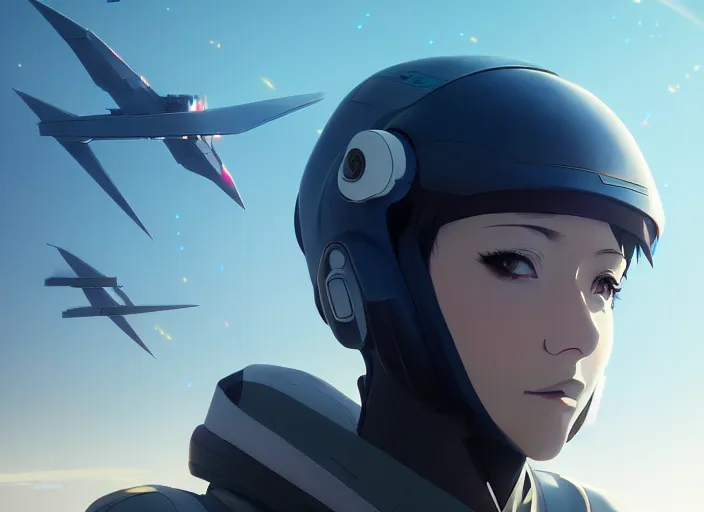 Prompt: portrait of futuristic figther jet, clear sky background, illustration concept art anime key visual trending pixiv fanbox by wlop and greg rutkowski and makoto shinkai and studio ghibli and kyoto animation, dcs world falcon bms, delta wings geometry, symmetrical, volumetric lighting, transparent black windshield