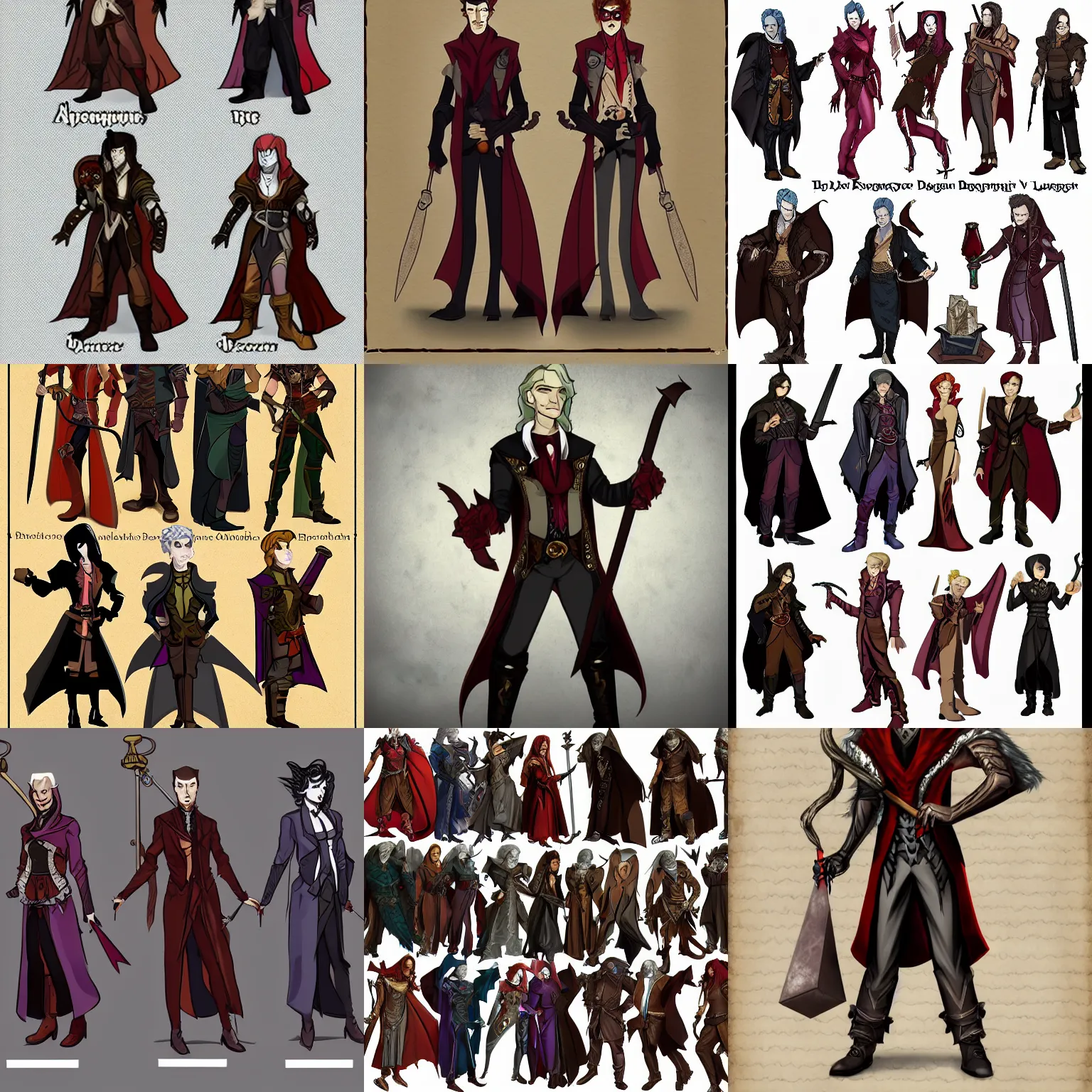 Prompt: dungeons and dragons character art, vampire, vest, longcoat, briefcase, scroll, glasses, androgynous