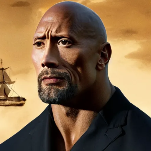 Prompt: Dwayne Johnson as a crusty sea captain