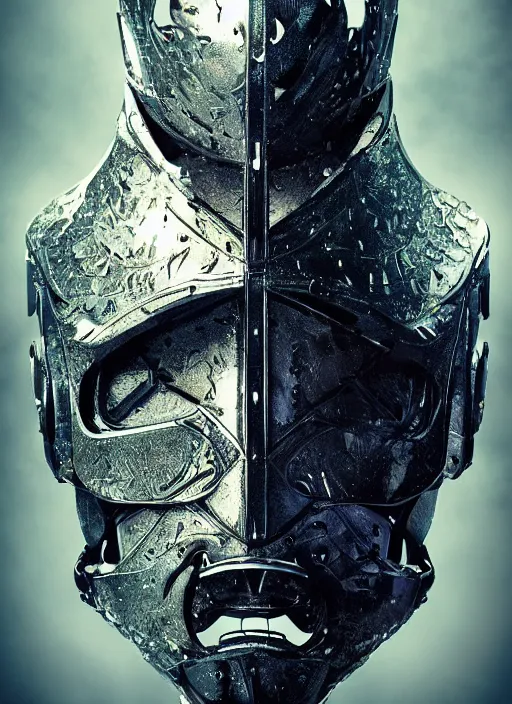 Prompt: portrait of king arthur knight cyborg, kintsugi, modern fine art, fractal, intricate, elegant, highly detailed, digital photography, subsurface scattering, by frank miller,