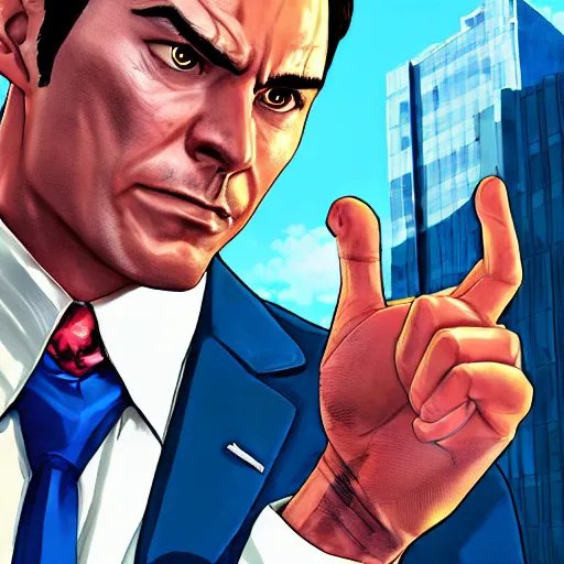 Prompt: Phoenix Wright in GTA V, cover art by Stephen Bliss, artstation, no text