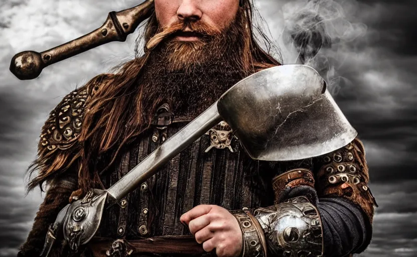 Image similar to old vintage full body photo of ancient viking warrior with full beard riding on the complex steam punk engine with one wheel, extreme sports photography ,super high speed photography, dynamic photography,symmetrical face, clean face, muscular body, high speed,dirt and grawel in air, lens flares, dust partiles in the air, dramatic lighting, intricate, highly detailed, centered, smooth, sharp focus, sports photography, old photo, black and white, sepia, cinematic lighting, cinematic angle, national geographic