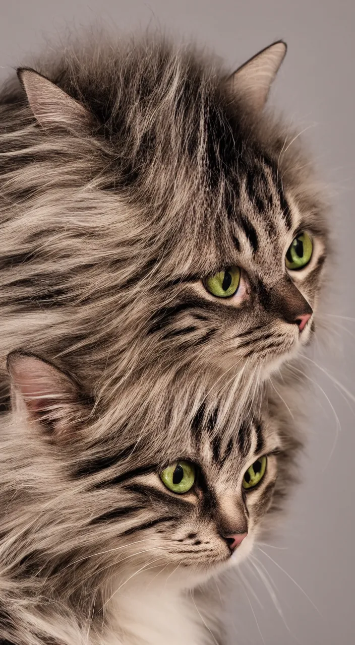 Image similar to one cat with a wig, highly detailed, photography