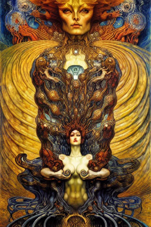 Image similar to Divine Chaos Engine by Karol Bak, Jean Delville, William Blake, Gustav Klimt, and Vincent Van Gogh, symbolist, visionary