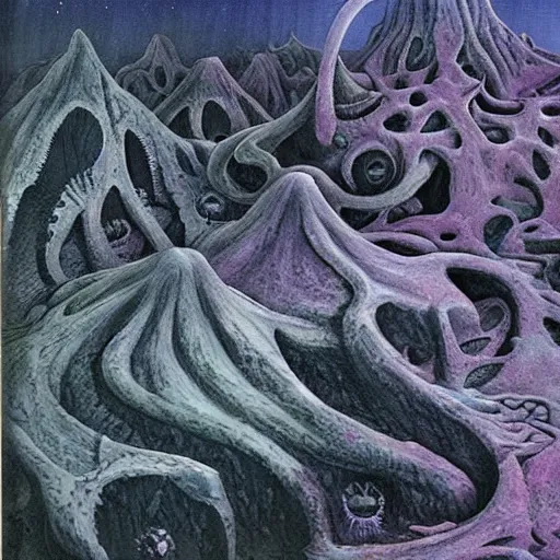 Prompt: evil landscape of cosmic horrors