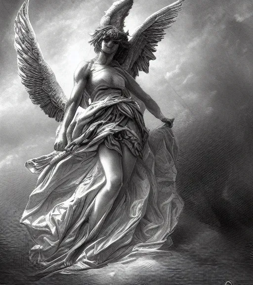 Fallen angel - black and white and vibrant art store - Digital Art