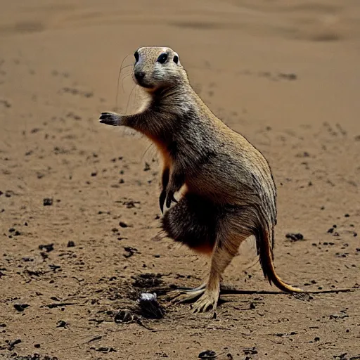 Image similar to Prairie dog riding an Emus to battle