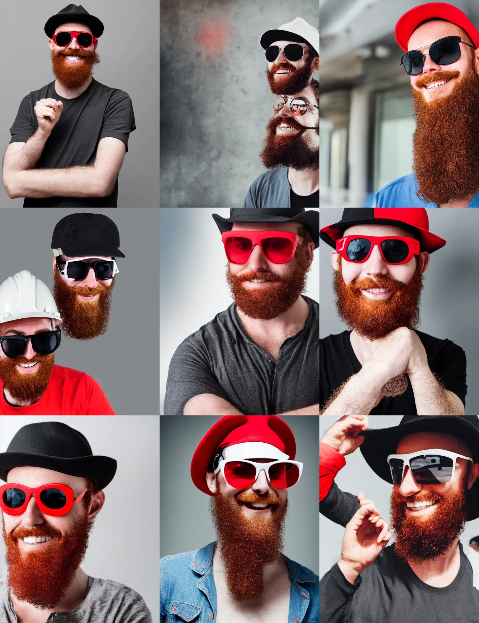 red bearded engineer with sunglasses and black hat, | Stable Diffusion ...