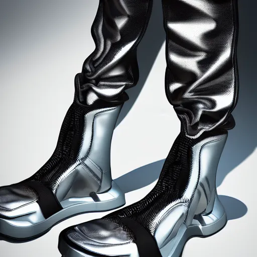 Image similar to futuristic balenciaga and vetements sneakers in giger style on gradient background, ultra rendered extreme realism and detail, 8 k, highly detailed, realistic, completely framed, pbr, hyper realistic, photorealistic, sharp focus,