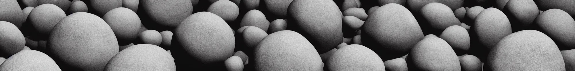 Prompt: line-up of many sisyphus pushing huge boulders through an empty space, white background, performance photography