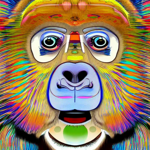 Prompt: the portait of a primate by takashi murakami, digital art, 4 k, detailed