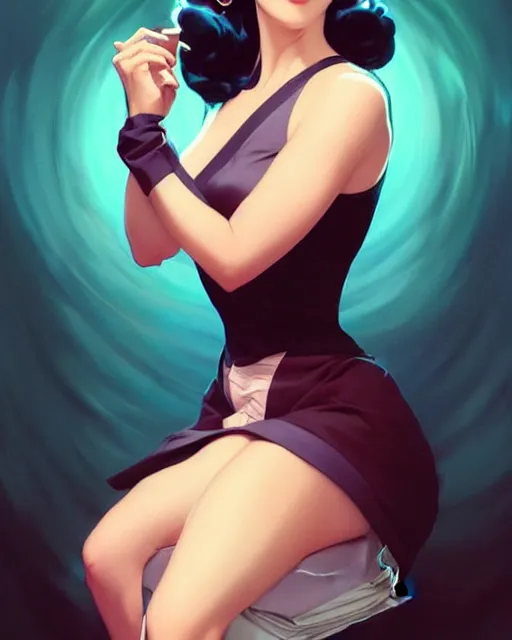 Image similar to a pin up and beautiful fashion charming dreamlke jennifer connelly, symmetrical face, symmetrical eyes, character art, art by artgerm lau and wlop and and ilya kuvshinov and john singer sargent, joshua middleton comic art