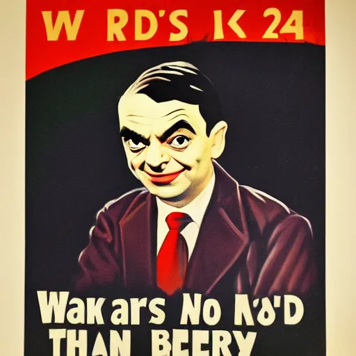 Prompt: World War 2 propaganda poster about Mr Bean