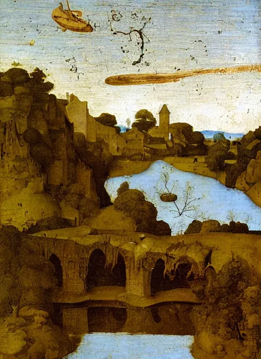 Image similar to unknown water being in the river, medieval painting by Jan van Eyck, Johannes Vermeer