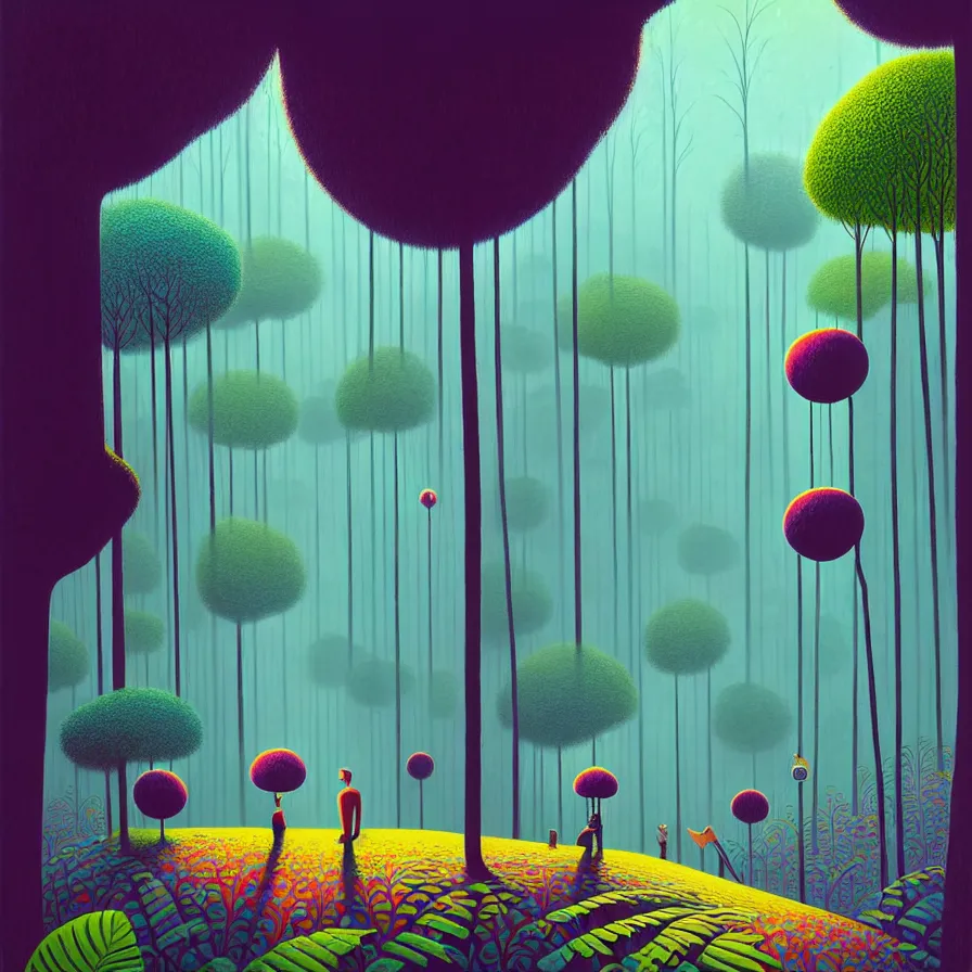 Image similar to surreal gediminas pranckevicius, malaysia jungle, summer morning, very coherent and colorful high contrast art by james gilleard james gurney floralpunk screen printing woodblock, dark shadows, pastel color, hard lighting, stippled light, art nouveau, film noir