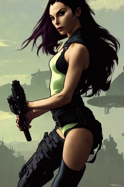 Image similar to gta yoshi as aeon flux profile picture by greg rutkowski, dynamic pose, flat matte painting, intricate, futuristic, fantasy, elegant, by stanley artgerm lau, greg rutkowski, thomas kindkade, alphonse mucha, loish, norman rockwell, fantasy lut, asymmetric, long hair, retro computer graphics, video game, fluid lines,