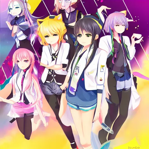 Image similar to new vocaloid 6 ai voicebank release, one person, official illustration, box art