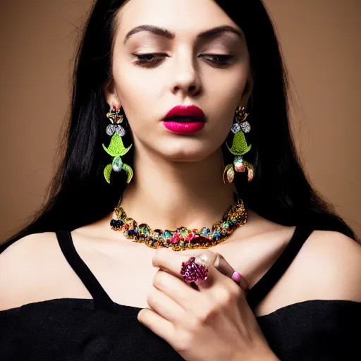 Image similar to woman dressed entirely with jewelry