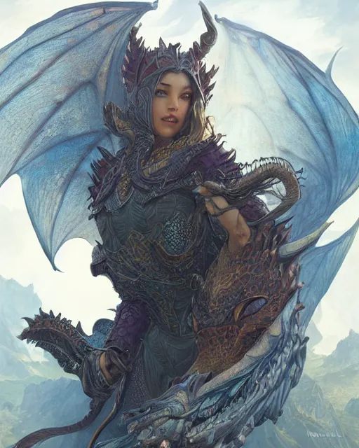 Image similar to Portrait of a dragon person, HD, illustration, epic, D&D, fantasy, intricate, elegant, highly detailed, digital painting, artstation, concept art, smooth, sharp focus, illustration, art by artgerm and greg rutkowski and alphonse mucha, monster hunter illustrations art book