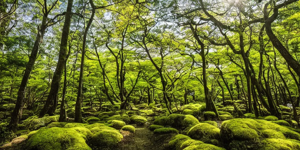 Prompt: a japanese forest on a sunny day