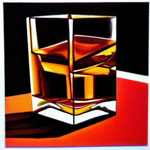 Prompt: glass of whiskey in cubism