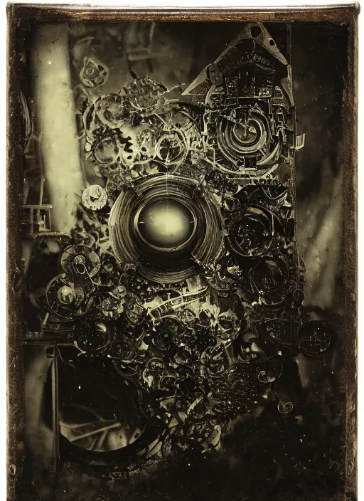 Image similar to old wetplate daguerreotype, portrait of a futuristic time traveler, explosion of data fragments, fractal, intricate, elegant, highly detailed, parallax, leica, medium format, subsurface scattering, by jheronimus bosch and greg rutkowski and louis jacques mande daguerre