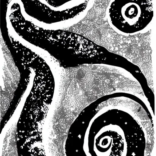 Image similar to black and white illustration spiral galaxy stencil