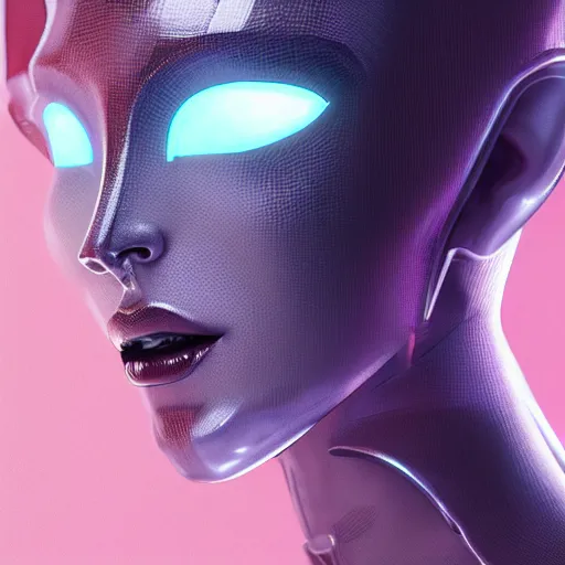 Prompt: alien princess, style of Feng Zhu, Artstation geometric, symmetrical, intricate crown, high fashion, streetwear, smooth skin, perfect face, cyberpunk, detailed, octane render, cinematic, 8k,