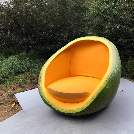 Prompt: create a highly realistic armchair in shape of a mango 🥑