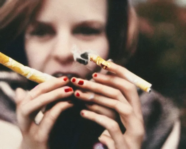 Image similar to a lomographic photo of woman hand with cigarette