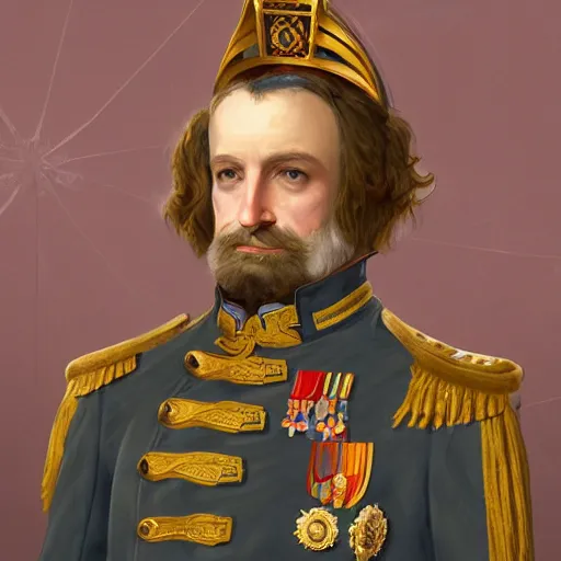 Prompt: man wearing a 19th century admiral uniform, official portrait, elegant, highly detailed, digital painting, artstation, concept art, matte, sharp focus, illustration