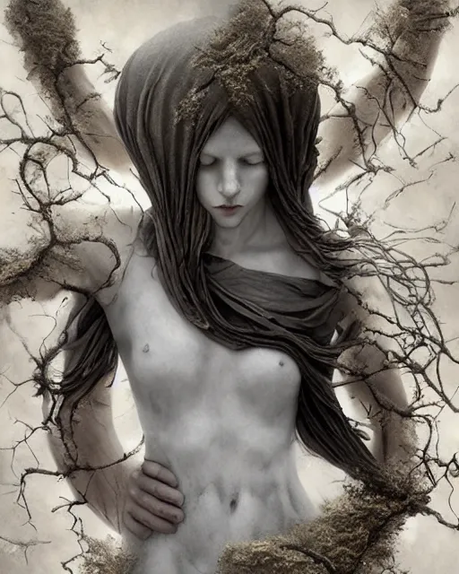 Image similar to conjuring an image from noise, by michael parkes, brooke shaden, and greg rutkowski, intricate, artgerm