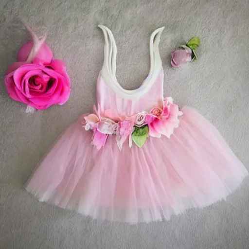 Image similar to pink pastel fairy girl + pink rose + fairy girl + rose and flower petal skirt