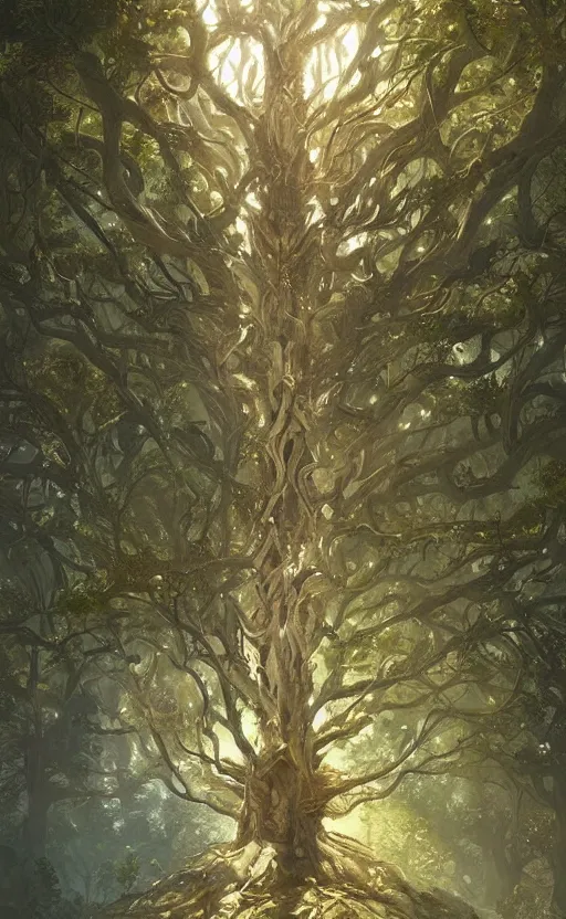 Prompt: tree of life, digital art,ultra realistic,ultra detailed, ultra wide Lens, art by greg rutkowski