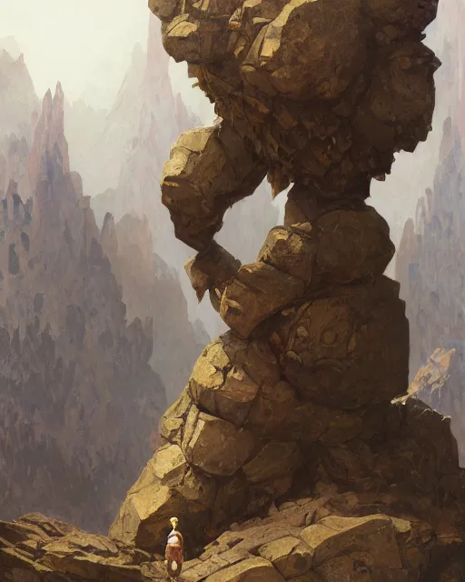 Prompt: ''illustration of a rock golem, lol, fantasy, d & d, digital painting, artstation, concept art, sharp focus, illustration, art by greg rutkowski and alphonse mucha''