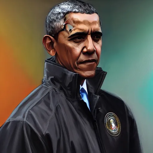 Prompt: an oil painting of barack obama wearing the supreme drip jacket, by artgerm, hd, hdr, ue 5, ue 6, unreal engine 5, realistic anime 3 d style, cinematic 4 k wallpaper, 8 k, ultra detailed, gta cover art, high resolution, artstation, award winning