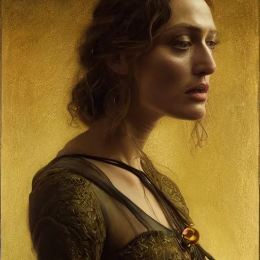 Image similar to highly detailed oil painting | very intricate | cinematic lighting | award - winning | portrait of ruta gedmintas | by roberto ferri, by tom bagshaw, by j. c. leyendecker and klimt, american romanticism, by austin osman spare, artstation, cgsociety, official art, octane