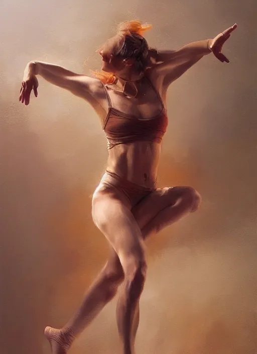 Image similar to oil painting dancer woman with dancer men, herb rose, by greg rutkowski, artstation