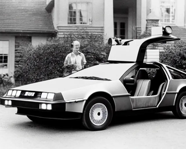Prompt: photograph of an early delorean prototype, dslr