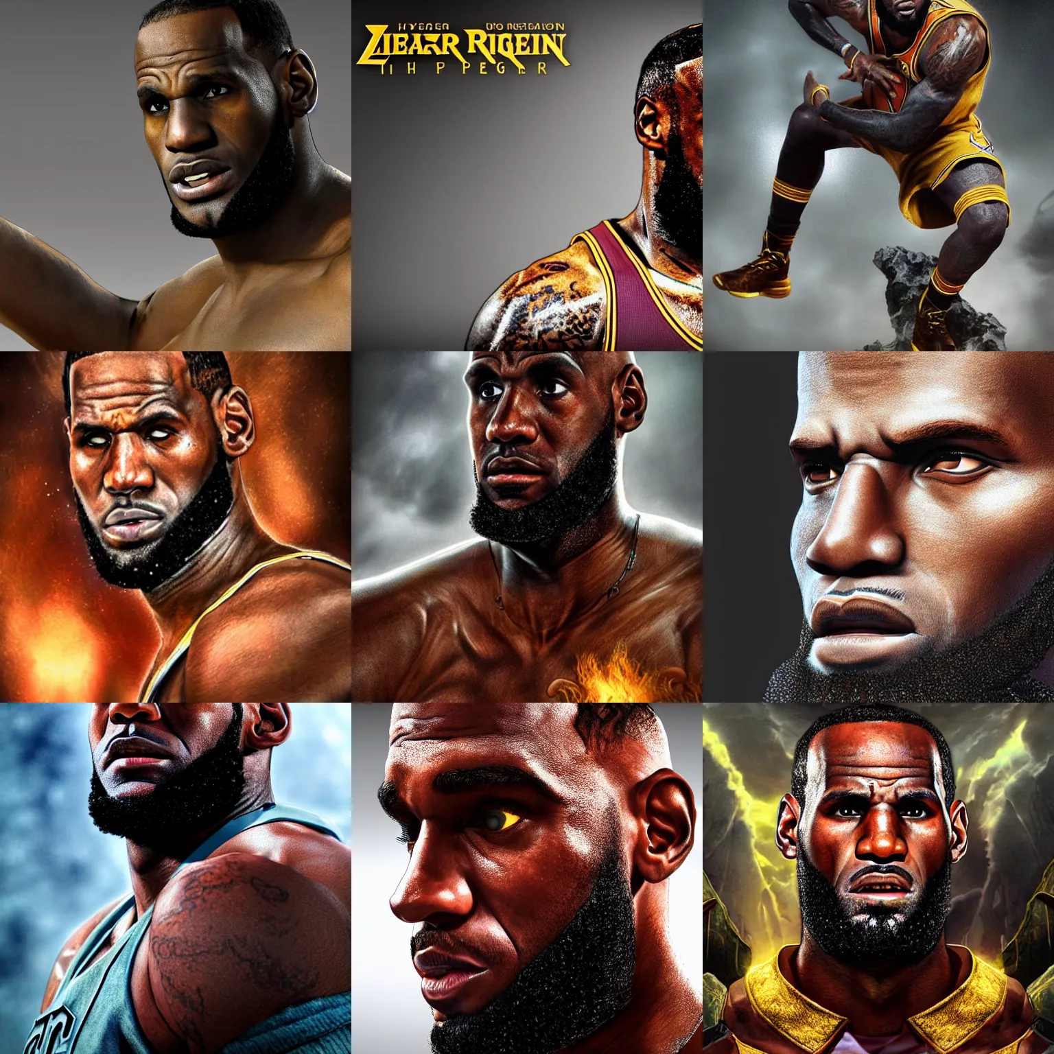 Prompt: lebron james in elden ring 3 d render hyper realistic detailed fantasy magic the gathering hyper detailed