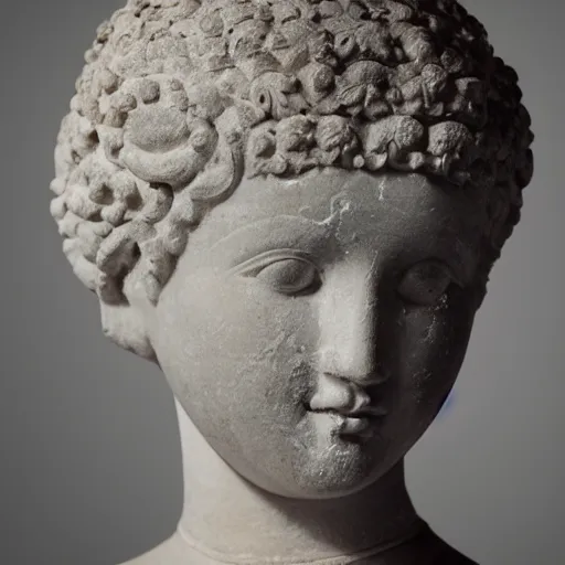 Prompt: beautiful portrait of a female made of greek architectural ornaments