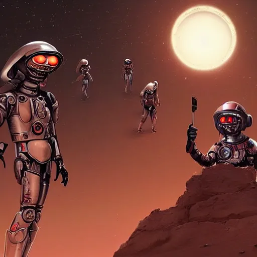 Prompt: egalitarian dystopia aliens Mars community