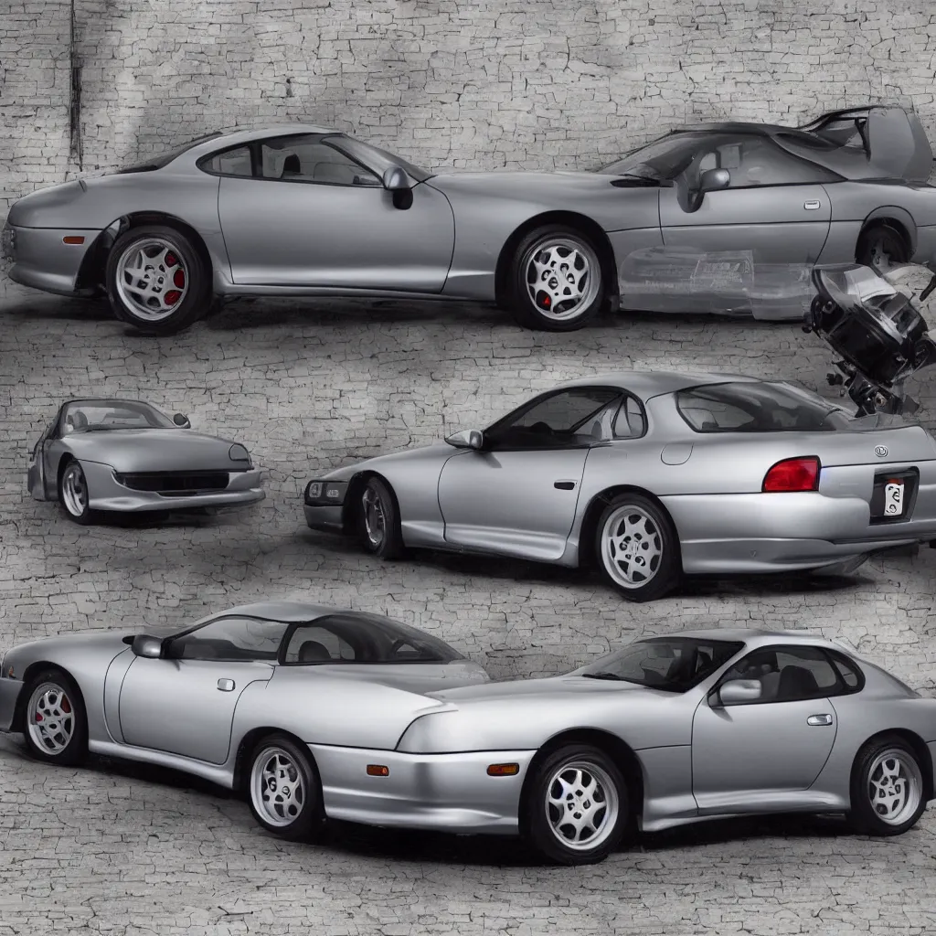 Prompt: A professional product photos of a 1998 Toyota Supra