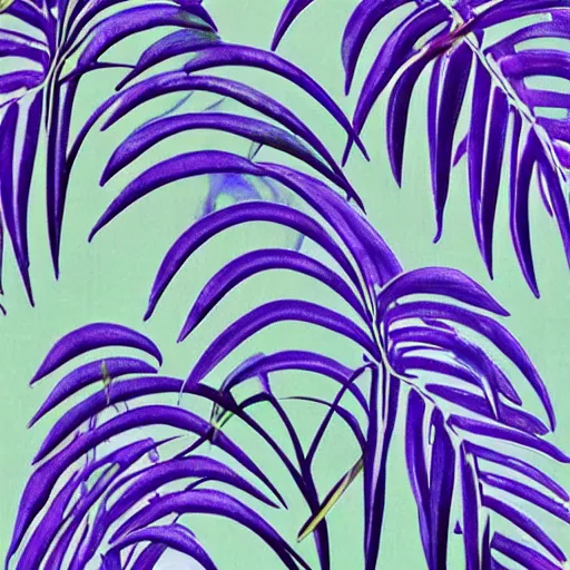 Prompt: beautiful, ornate, art nouveau purple palm leaves